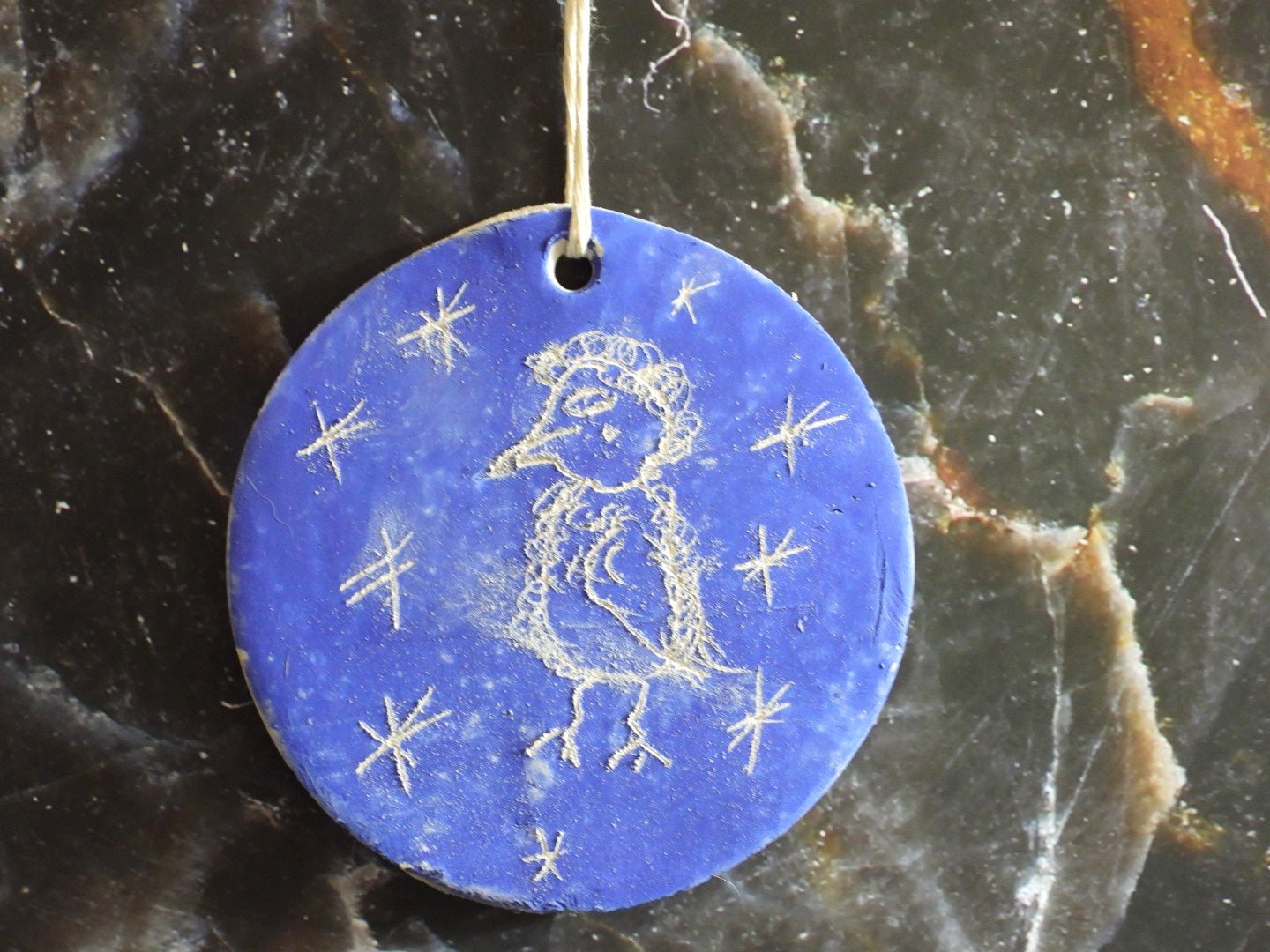 Constellation Chicks Set of 3// Hand-etched Ceramic Ornament Set