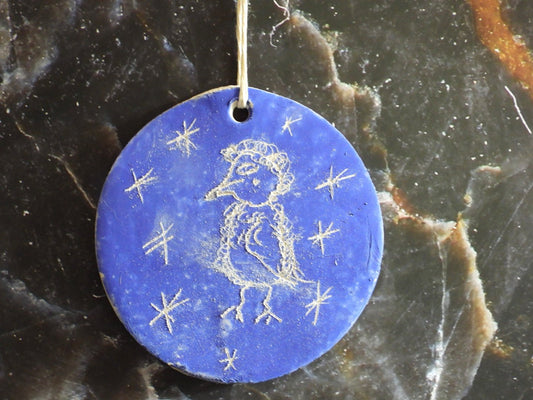 Constellation Chicks Set of 3// Hand-etched Ceramic Ornament Set
