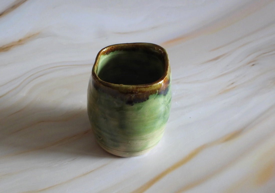 Green Whiskey Tumbler // 8 Ounce Ceramic Glass // Handmade in Canada