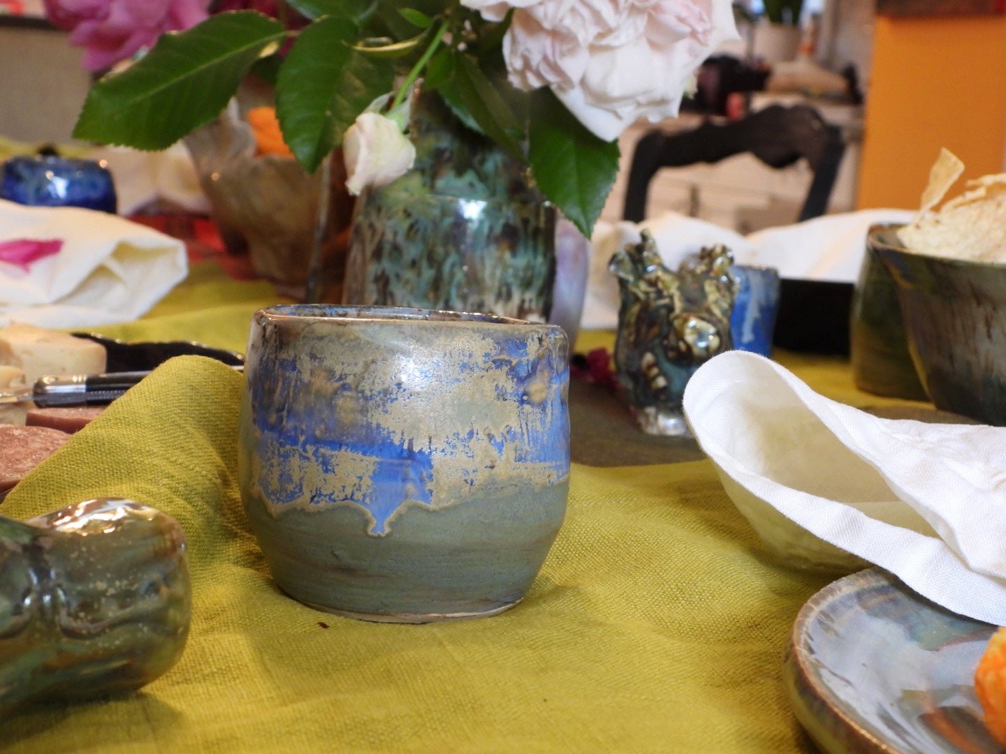 Grey Blue Whiskey Tumbler // 8 Ounce Durable Drinkware // Handmade Canadian Ceramics