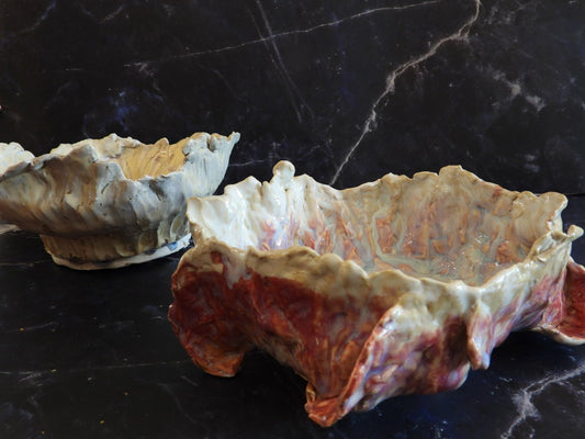 Scoop and Snack Set // Small Pottery Bowl Duo