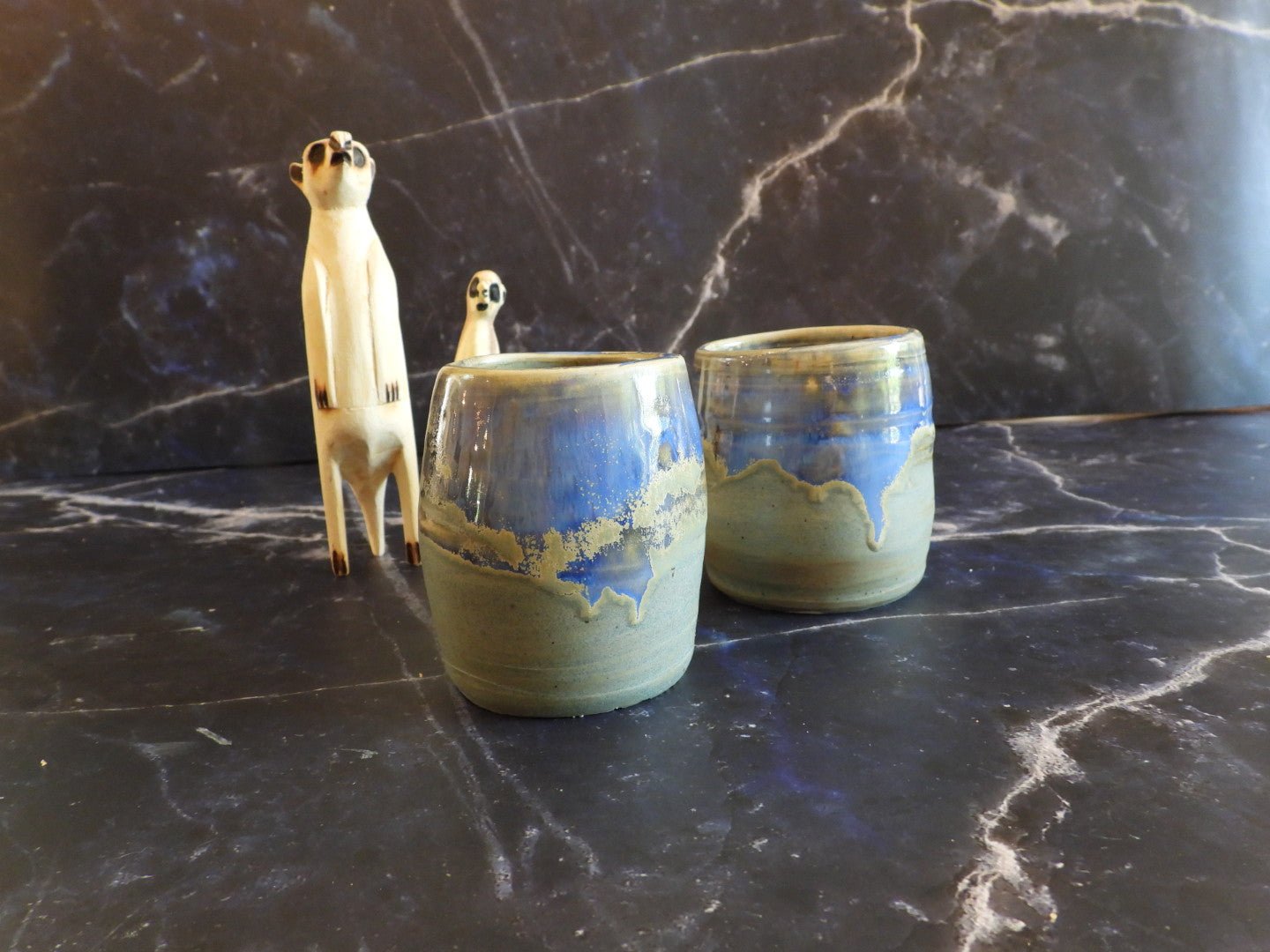 Why Not Wine Tumbler // Handmade Blue and Grey Ceramic Wine Tumbler