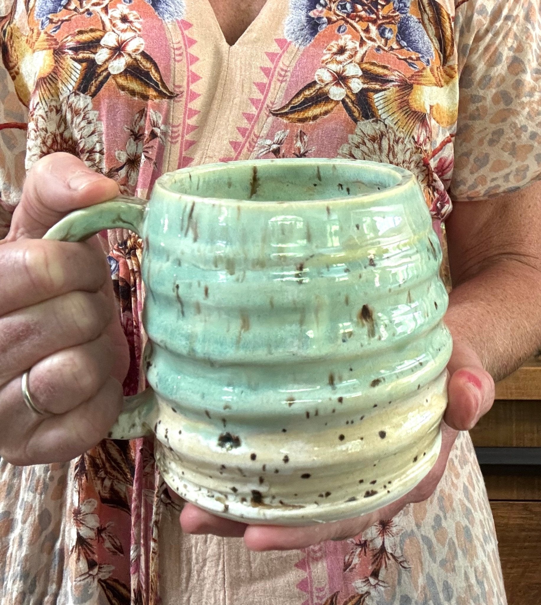 Sea Foam Sips Mug // Extra Large Handmade Mug - 23 Pots